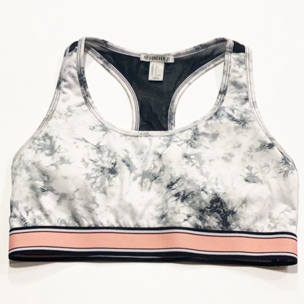 Forever 21 Gray tie dye workout gym bra Sz Large